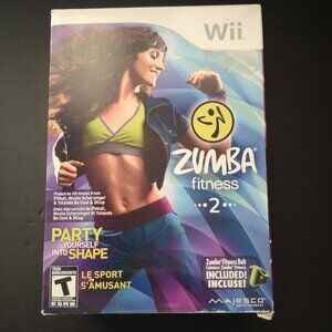 NIB Wii Zumba Fitness "2" with Zumba Fitness Belt Manual & Game + 1 Extra Belt